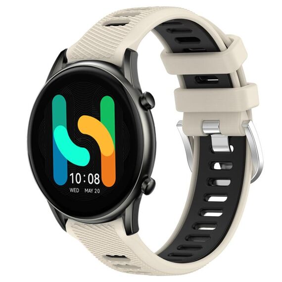 Per Xiaomi MI Watch Color 22mm Cinturino sportivo in silicone con fibbia in acciaio bicolore (Starlight + Black)