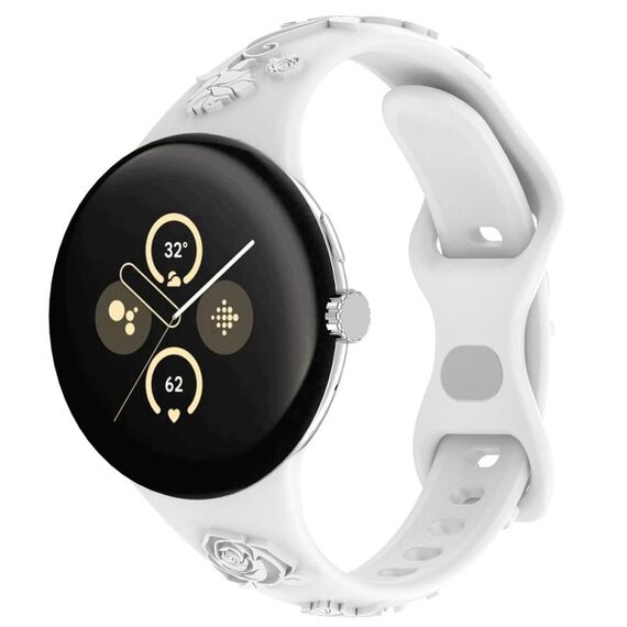 Per Google Pixel Watch 3 41mm Cinturino in silicone con texture incisa al laser (bianco)
