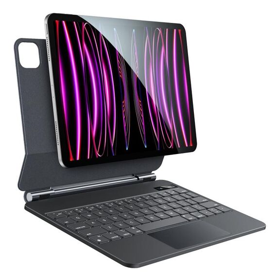 Per iPad Pro 12.9 2020 / 2018 Yesido Custodia in pelle con tastiera magnetica con display digitale a doppia clip (nera)