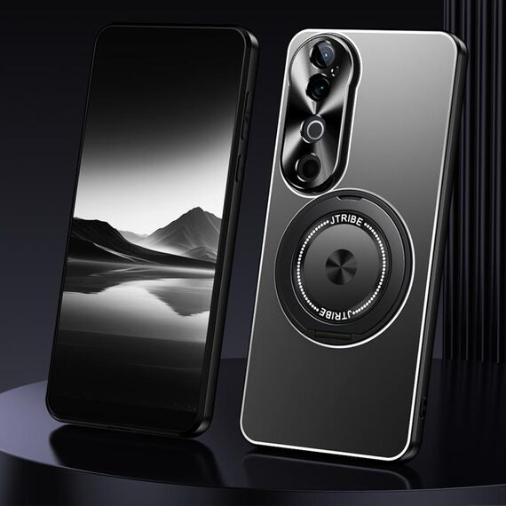 Per vivo S19 Custodia per telefono in metallo satinato con supporto rotante (nero)