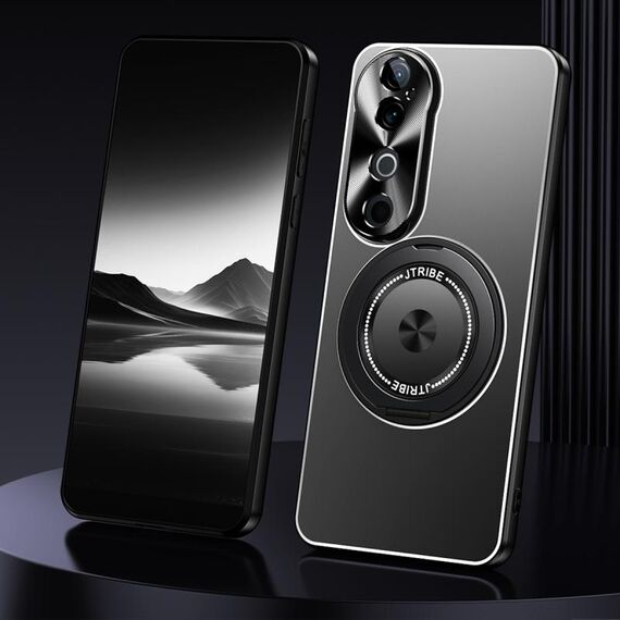 Per vivo S19 Pro Custodia per telefono in metallo satinato con supporto rotante (nero)