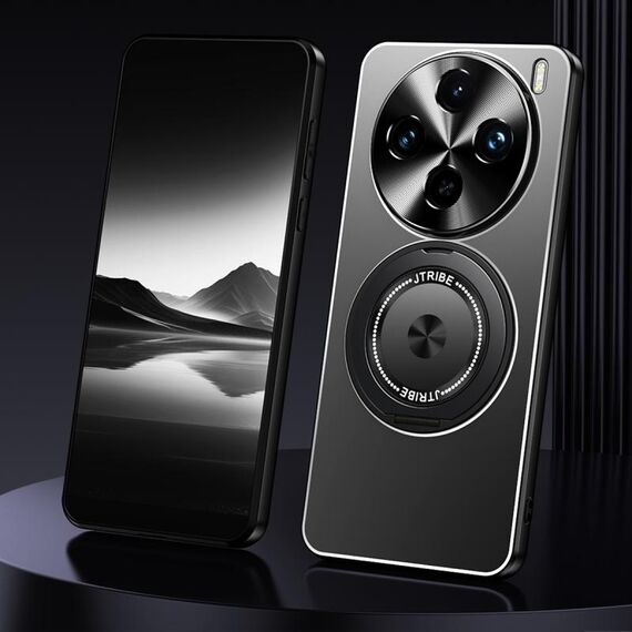 Per vivo X100s Supporto rotante Custodia per telefono in metallo satinato (nero)