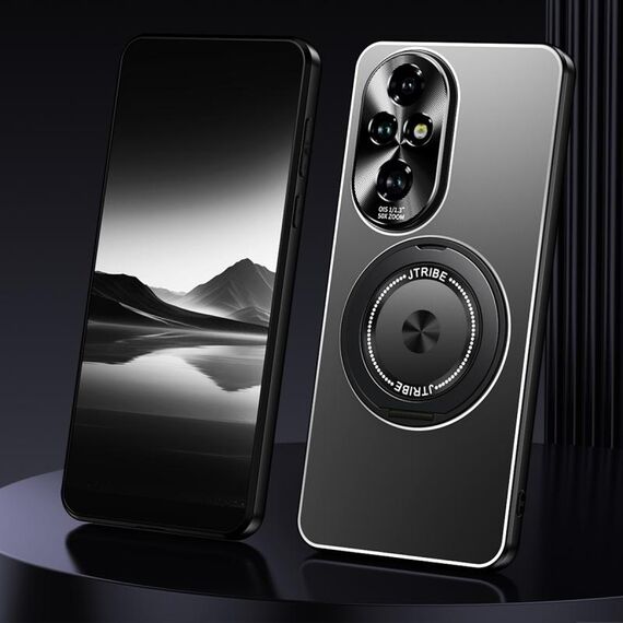 Per Honor 200 Pro Supporto Rotante Custodia per Telefono in Metallo Smerigliato (Nero)