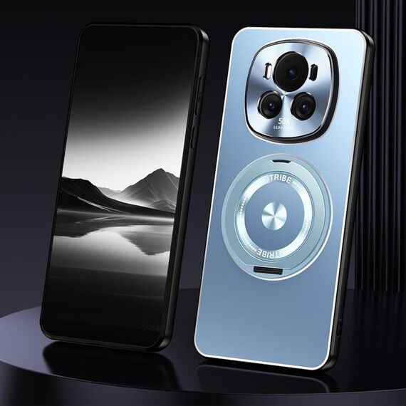 Custodia per telefono in metallo satinato con supporto rotante per Honor Magic6 (blu)