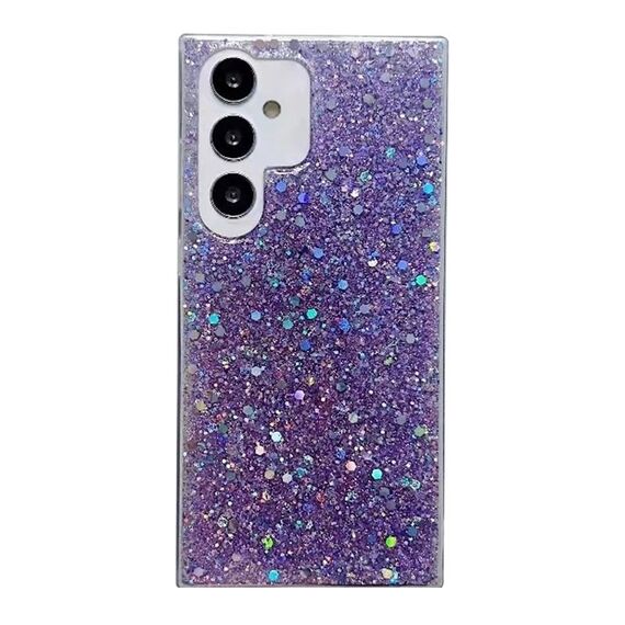 Per Samsung Galaxy S24 FE 5G Custodia per telefono in TPU epossidico con paillettes glitterate (viola)