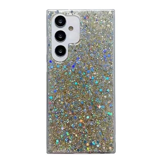 Per Samsung Galaxy S24 FE 5G Custodia per telefono in TPU epossidico con paillettes glitterate (oro)