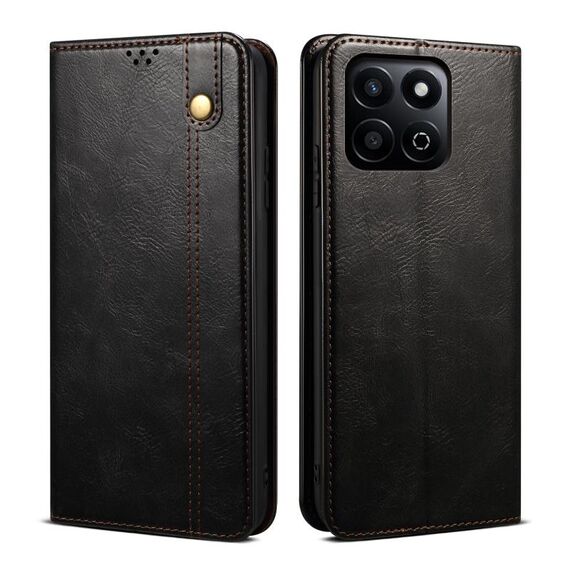 Custodia per telefono in pelle con texture Crazy Horse per Honor Play 60 Plus Global Oil Wax (nero)