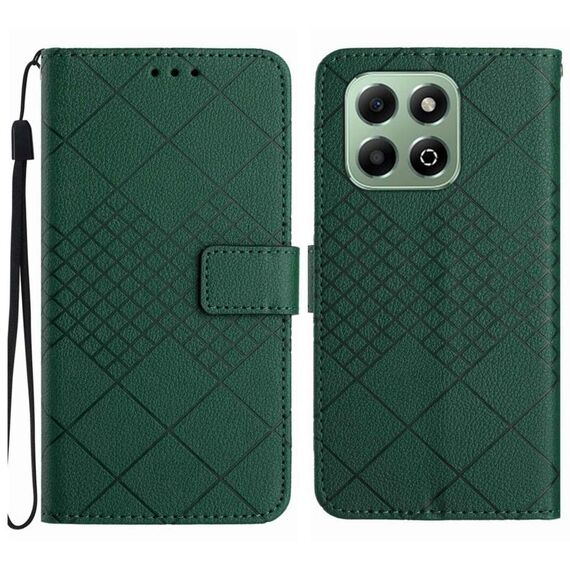 Custodia per telefono in pelle con trama a griglia rombica Smart Global Honor 200 (verde)
