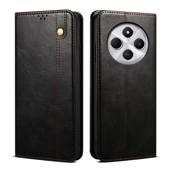 Per Redmi 14C 4G Custodia per telefono in pelle con texture Crazy Horse Oil Wax (nero)