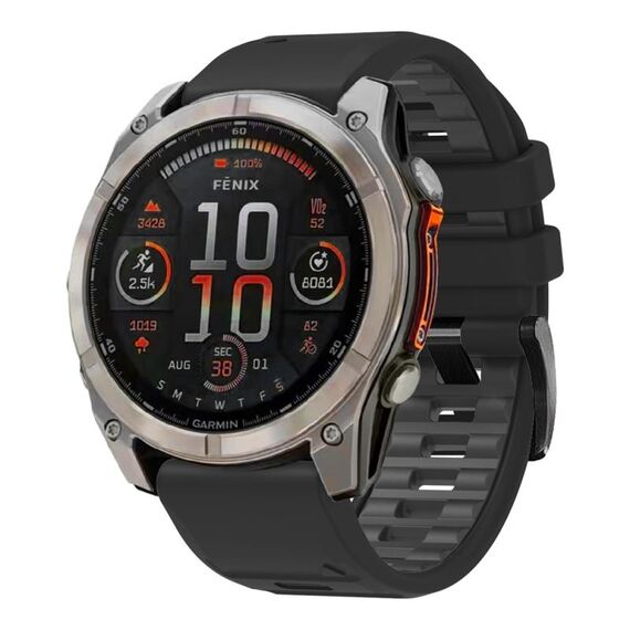 Per Garmin 26mm Cinturino ufficiale in silicone a sgancio rapido bicolore (nero grigio)