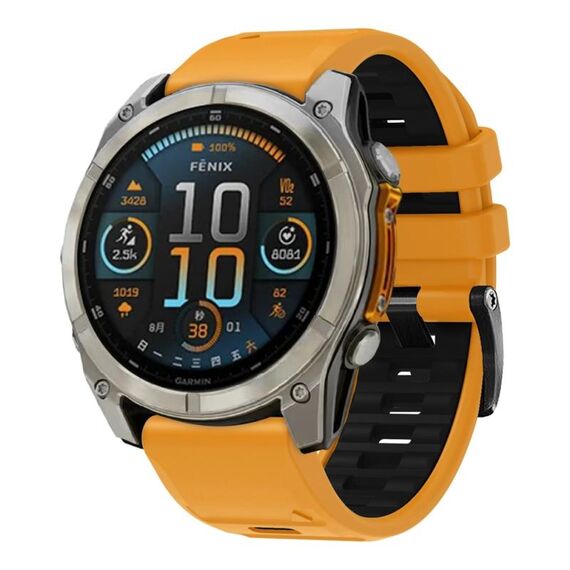Per Garmin 22mm Official Two Color Screw Buckle Quick Release Silicone Watch Band (Arancione Nero)