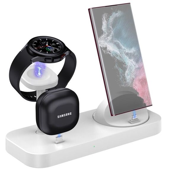 Supporto di ricarica 4 in 1 B25 Type-C per telefono Samsung Watch / Galaxy Buds (bianco)