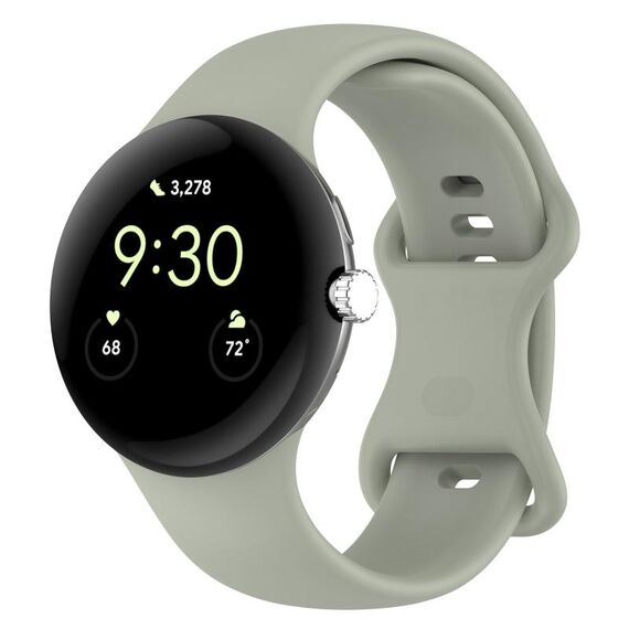 Per Google Pixel Watch 3 45mm Cinturino in silicone con fibbia a farfalla, taglia: S (grigio verde)