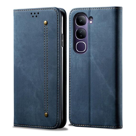 Per vivo V40 Lite 4G IDN / 5G IDN Custodia in pelle con texture denim (blu)