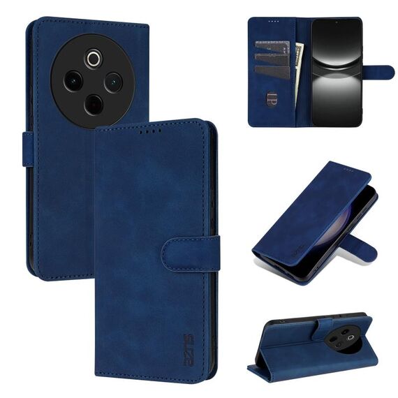 Per vivo Y300 Pro AZNS Custodia per telefono in pelle con texture di vitello e pelle di vitello (blu)
