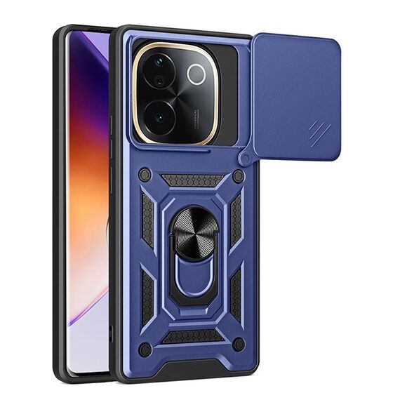 Per vivo iQOO Z9s Pro 5G India Custodia per fotocamera scorrevole TPU+PC Custodia per telefono (blu)