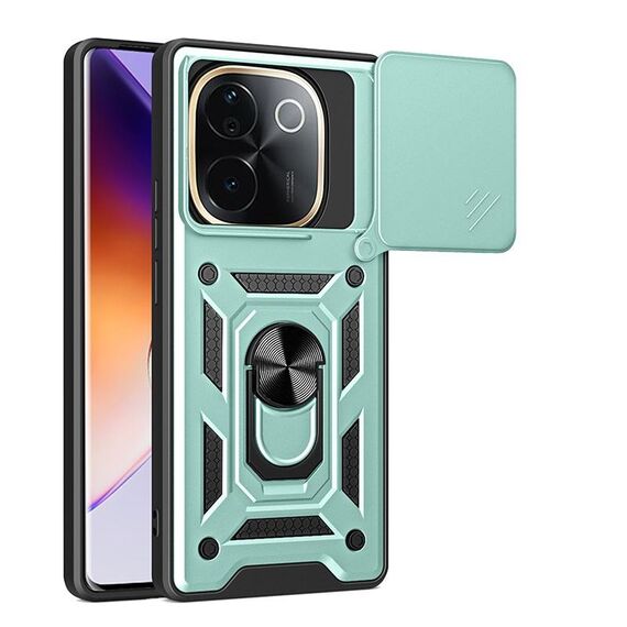 Per vivo iQOO Z9s Pro 5G India Custodia per fotocamera scorrevole TPU+PC Custodia per telefono (verde)