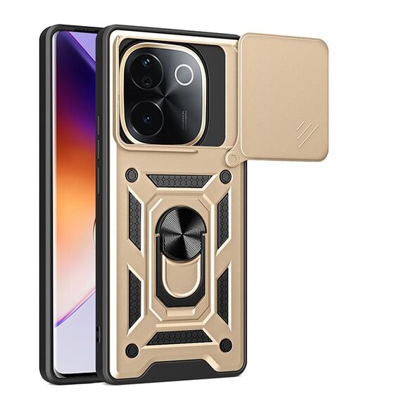 Per vivo iQOO Z9s Pro 5G India Custodia per fotocamera scorrevole TPU+PC Custodia per telefono (oro)