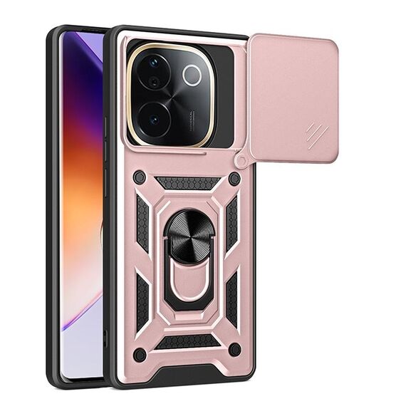 Per vivo iQOO Z9s Pro 5G India Custodia per fotocamera scorrevole TPU+PC Custodia per telefono (oro rosa)