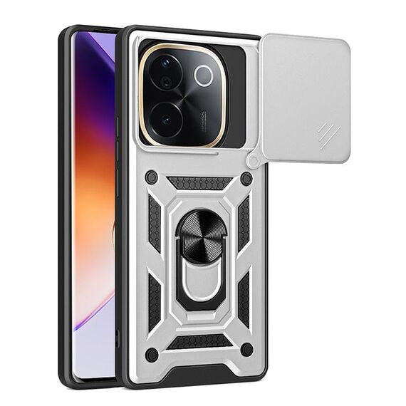 Per vivo iQOO Z9s Pro 5G India Custodia per fotocamera scorrevole TPU+PC Custodia per telefono (argento)