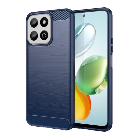 Custodia per telefono in TPU con texture spazzolata in fibra di carbonio per Honor 200 (blu)