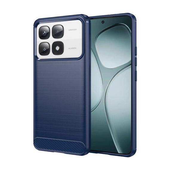 Per Xiaomi 14T Pro Custodia per telefono in TPU con texture spazzolata in fibra di carbonio (blu)