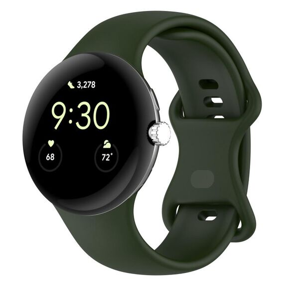 Per Google Pixel Watch 3 41mm cinturino in silicone con fibbia a farfalla, taglia: L (verde)