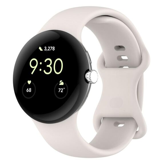 Per Google Pixel Watch 3 45mm cinturino in silicone con fibbia a farfalla, taglia: L (bianco crema)
