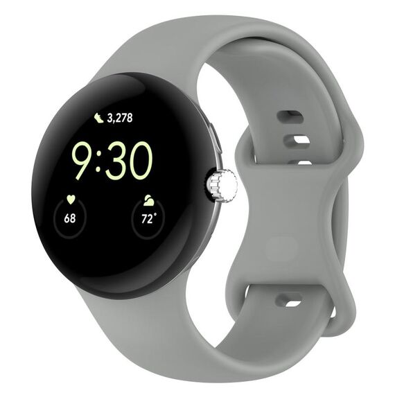 Per Google Pixel Watch 3 45mm cinturino in silicone con fibbia a farfalla, taglia: L (marrone grigio)