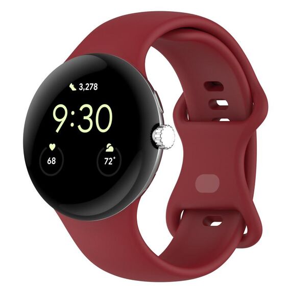 Per Google Pixel Watch 3 45mm cinturino in silicone con fibbia a farfalla, taglia: L (rosso)