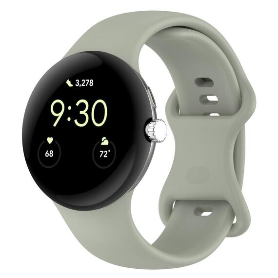 Per Google Pixel Watch 3 45mm Cinturino in silicone con fibbia a farfalla, taglia: L (grigio verde)