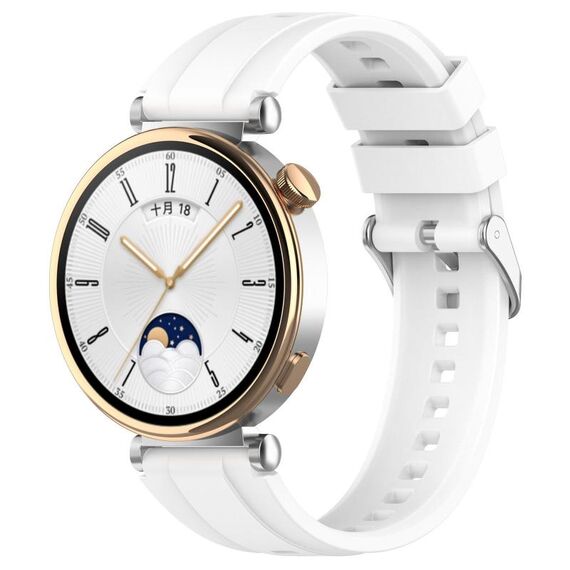 Per Huawei Watch GT 5 46mm Cinturino in silicone con fibbia argentata a sgancio rapido (bianco)