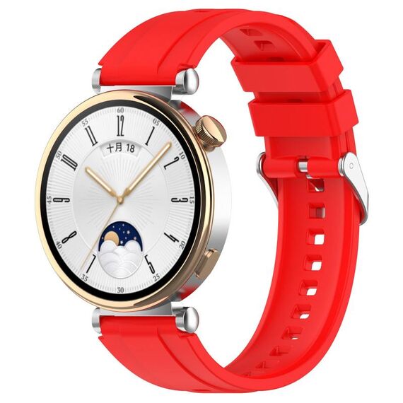 Per Huawei Watch GT 5 46mm Cinturino in silicone con fibbia argentata a sgancio rapido (rosso)