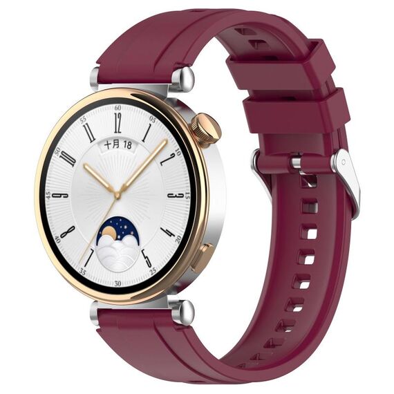 Per Huawei Watch GT 5 46mm Cinturino in silicone con fibbia argentata a sgancio rapido (rosso vino)
