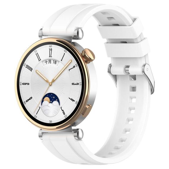 Per Huawei Watch GT 5 41mm Cinturino in silicone con fibbia argentata a sgancio rapido (bianco)