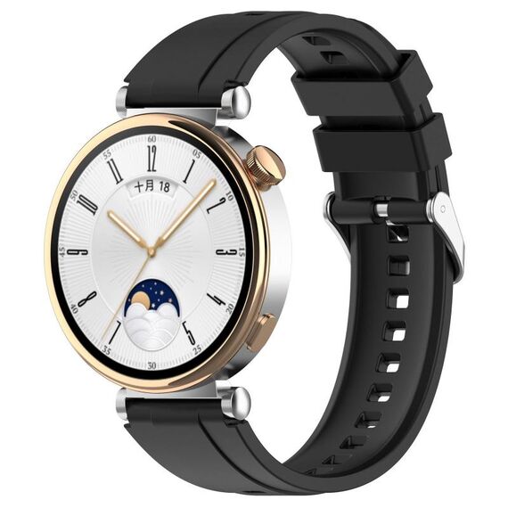 Per Huawei Watch GT 5 Pro 46mm Cinturino in silicone con fibbia argentata a sgancio rapido (nero)