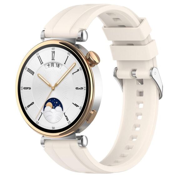 Per Huawei Watch GT 5 Pro 46mm Cinturino in silicone con fibbia argentata a sgancio rapido (Starlight)