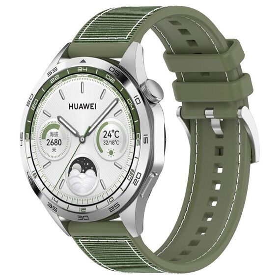 Per Huawei Watch GT 5 46mm cinturino in silicone intrecciato in nylon ibrido (verde abete)
