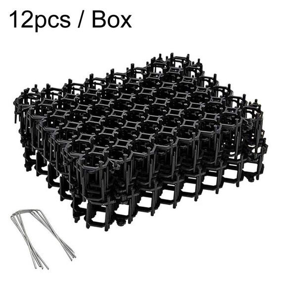 12 pezzi / scatola anti-gatti spinato Spike Net Mat divani cancello giardino gatti repellente strumento, stile: con 4 viti (nero)