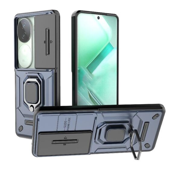 Per vivo iQOO Z9s 5G Global Sliding Camshield TPU + PC Custodia antiurto per telefono con supporto (blu)