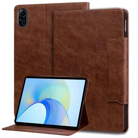 Custodia per tablet in pelle con fibbia a forma di gatto per Honor Pad X8a (marrone)