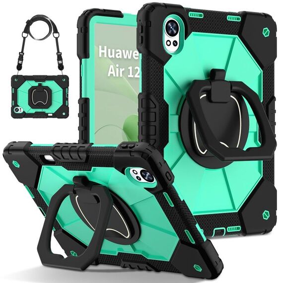 Per Huawei MatePad Air 12 2024 Custodia per tablet PC ibrida in silicone con robot a contrasto di colore (nero verde menta)