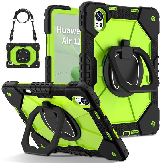 Per Huawei MatePad Air 12 2024 Custodia per tablet PC ibrido in silicone con robot a contrasto di colore (nero giallo verde)