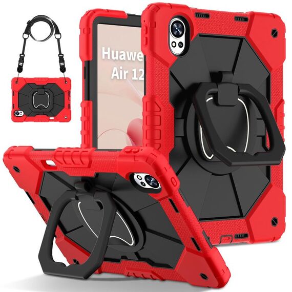 Per Huawei MatePad Air 12 2024 Custodia per tablet PC ibrida in silicone con robot a contrasto di colore (rosso nero)