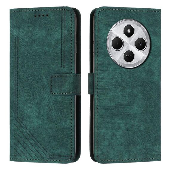 Per Redmi 14C 4G Custodia in pelle con motivo a strisce Skin Feel (verde)