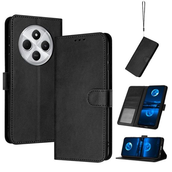 Per Redmi 14C 4G Custodia per telefono in pelle di vitello con texture a conchiglia (nero)