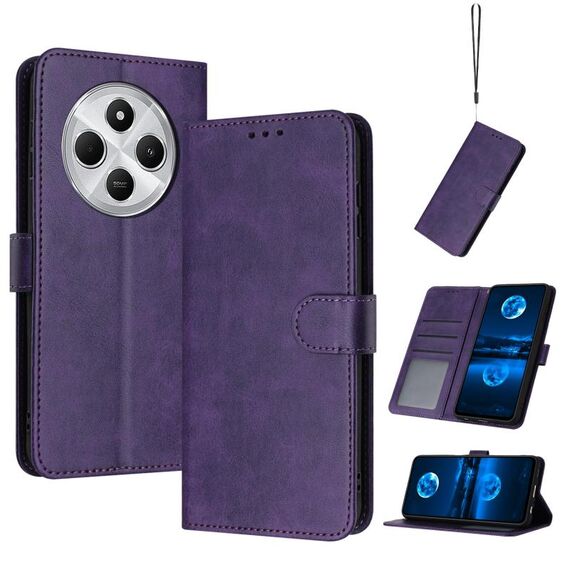 Per Redmi 14C 4G Custodia per telefono in pelle con texture di vitello solido (viola)