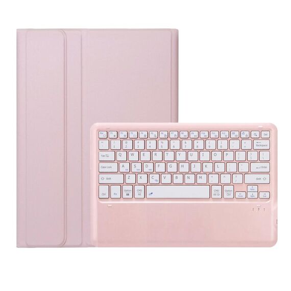 Per Huawei MatePad Pro 12.2 Custodia per tablet in pelle con tastiera Bluetooth staccabile ultrasottile (rosa bianco)