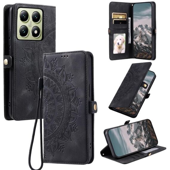 Per Xiaomi 14T Custodia in pelle goffrata Skin Feel Totem (nera)