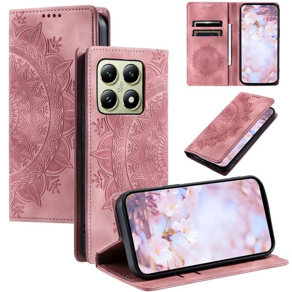 Per Xiaomi 14T Pro Custodia per telefono in pelle magnetica goffrata Totem (oro rosa)